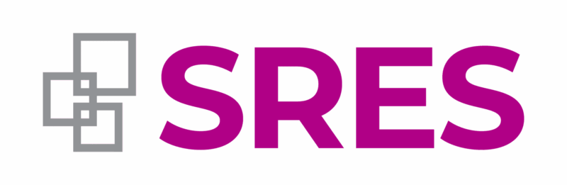Seniors real estate specialist logo in two colors - grey and magenta