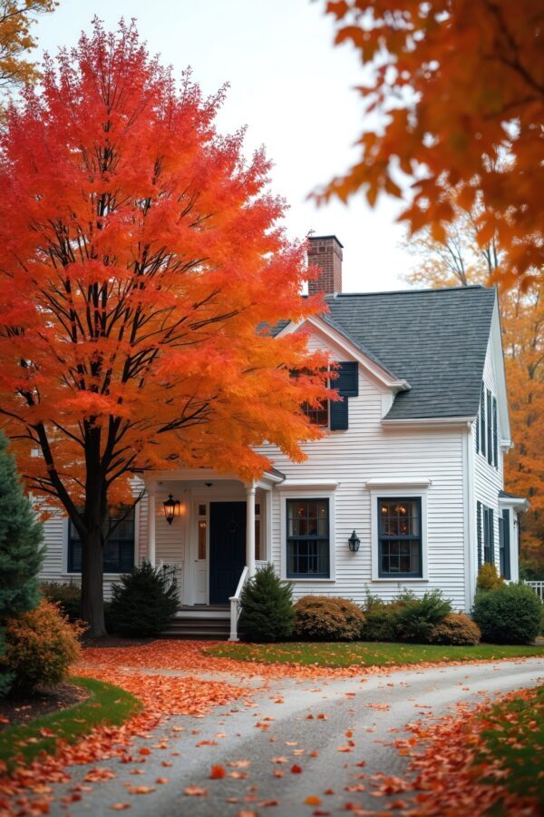 Afb white farmhouse with red tree scaled e1746286846791