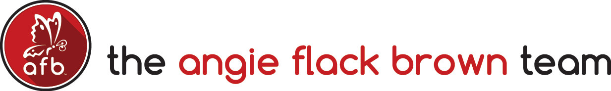 Logo with butterfly and the angie flack brown team